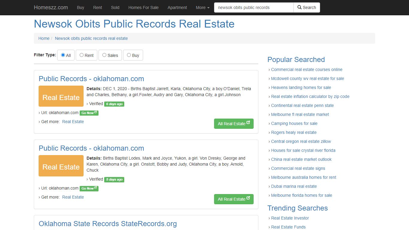 Newsok Obits Public Records Real Estate
